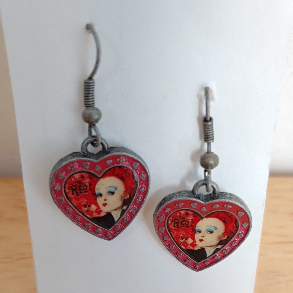 Red Earrings Disney Heart Shaped Vintage Jewelry Woman Power
